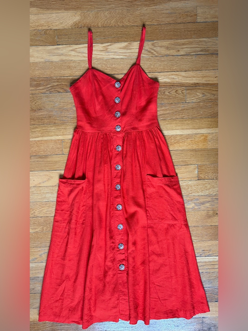 Urban Outfitters UO Cooperative red linen midi dress size XS
